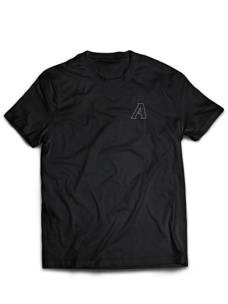 Shark A logo outline tee black